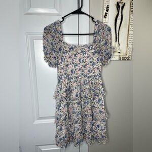 Thirty Thirty Small Floral Smocked Mini Dress Puff Sleeve Cottagecore